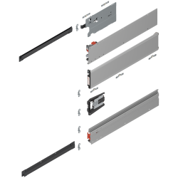 REVEGO uno, Şină de glisare tip pocket set, NL=500 mm, stânga, E6/Ev1 natur