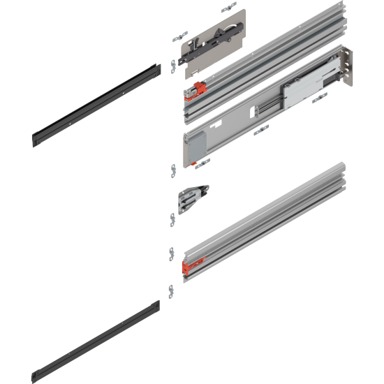 REVEGO uno, Şină de glisare tip pocket set, NL=600 mm, dreapta, E6/Ev1 natur