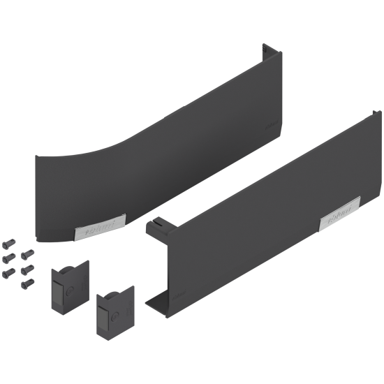 Set capace de acoperire AVENTOS HF/HS/HL top (incl. Comutator declanşare cu montare în cant, inclus), dreapta+stânga, pentru SERVO-DRIVE, gri-închis/inox-g.