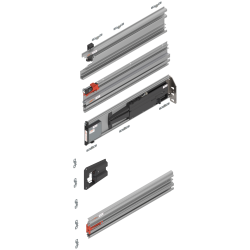Uşă dublă, Şină de glisare tip pocket set, NL=450 mm, dreapta, E6/Ev1 natur