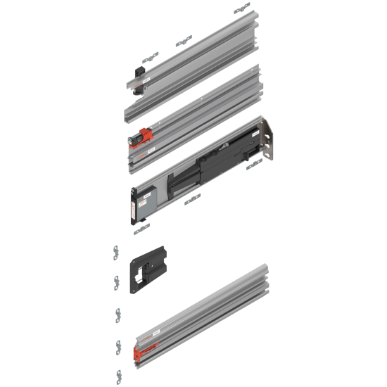 Uşă dublă, Şină de glisare tip pocket set, NL=450 mm, dreapta, E6/Ev1 natur