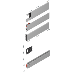 Uşă dublă, Şină de glisare tip pocket set, NL=450 mm, stânga, E6/Ev1 natur