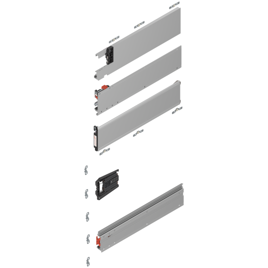 Uşă dublă, Şină de glisare tip pocket set, NL=450 mm, stânga, E6/Ev1 natur