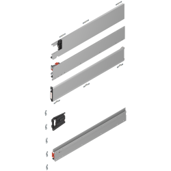 Uşă dublă, Şină de glisare tip pocket set, NL=675 mm, stânga, E6/Ev1 natur