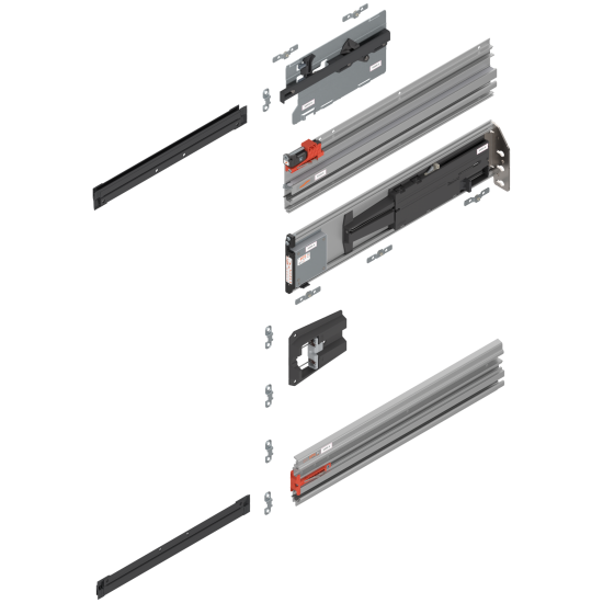 REVEGO uno, Şină de glisare tip pocket set, NL=450 mm, dreapta, E6/Ev1 natur