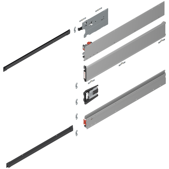 REVEGO uno, Şină de glisare tip pocket set, NL=700 mm, stânga, E6/Ev1 natur