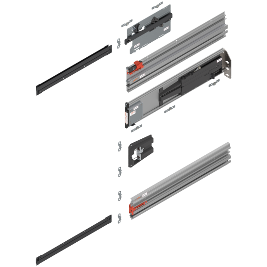 REVEGO uno, Şină de glisare tip pocket set, NL=500 mm, dreapta, E6/Ev1 natur