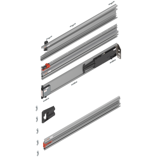 Uşă dublă, Şină de glisare tip pocket set, NL=750 mm, dreapta, E6/Ev1 natur