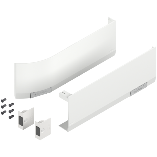 Set capace de acoperire AVENTOS HF/HS/HL top (incl. Comutator declanşare cu montare în cant, inclus), dreapta+stânga, pentru SERVO-DRIVE, alb-mătase/inox-g.
