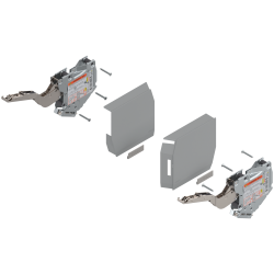 Uşă pivotantă mică AVENTOS HK-S, Mecanism de ridicare (set), LF=960-2215 (la 2 buc.), prin înşurubare, pentru TIP-ON, gri-deschis/inox-g.