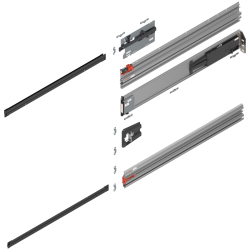 REVEGO uno, Şină de glisare tip pocket set, NL=800 mm, dreapta, E6/Ev1 natur