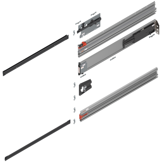 REVEGO uno, Şină de glisare tip pocket set, NL=800 mm, dreapta, E6/Ev1 natur