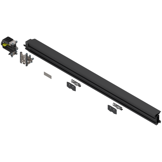Uşă dublă, Suport rulant set, pentru lăţime interioară de corp în aplicaţie: 1250 mm, stânga, negru