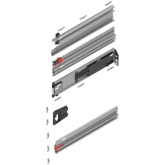 Uşă dublă, Şină de glisare tip pocket set, NL=525 mm, dreapta, E6/Ev1 natur