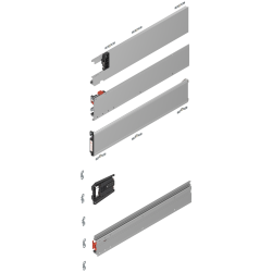 Uşă dublă, Şină de glisare tip pocket set, NL=525 mm, stânga, E6/Ev1 natur