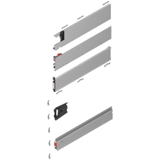 Uşă dublă, Şină de glisare tip pocket set, NL=525 mm, stânga, E6/Ev1 natur