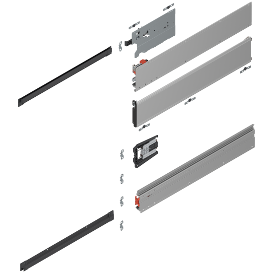 REVEGO uno, Şină de glisare tip pocket set, NL=600 mm, stânga, E6/Ev1 natur