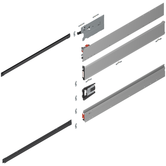 REVEGO uno, Şină de glisare tip pocket set, NL=800 mm, stânga, E6/Ev1 natur