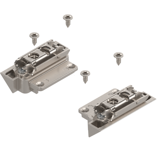 Uşă pivotantă mică AVENTOS HK-S, Cuplaj de front pentru rame înguste de aluminiu (set), de prins cu şurub, nichelat