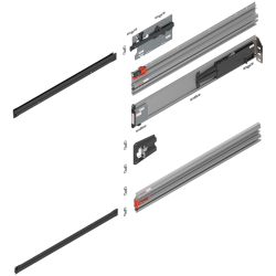 REVEGO uno, Şină de glisare tip pocket set, NL=700 mm, dreapta, E6/Ev1 natur