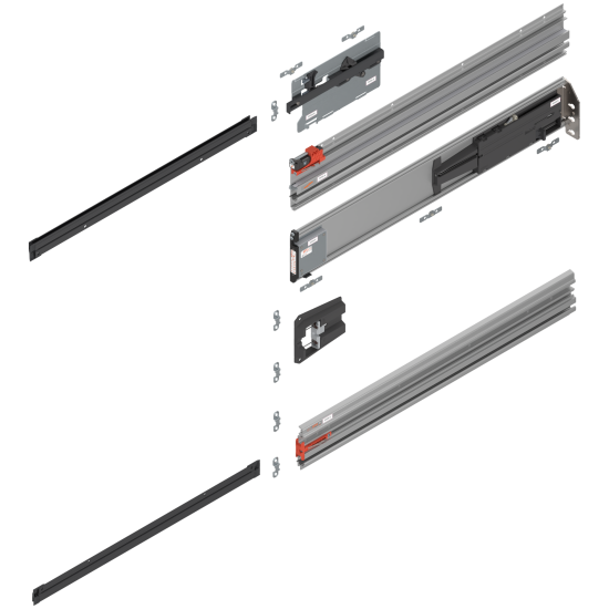 REVEGO uno, Şină de glisare tip pocket set, NL=700 mm, dreapta, E6/Ev1 natur