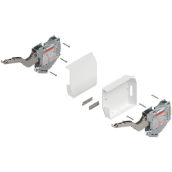 Uşă pivotantă mică AVENTOS HK-S, Mecanism de ridicare (set), LF=960-2215 (la 2 buc.), prin înşurubare, pentru TIP-ON, alb-mătase/inox-g.