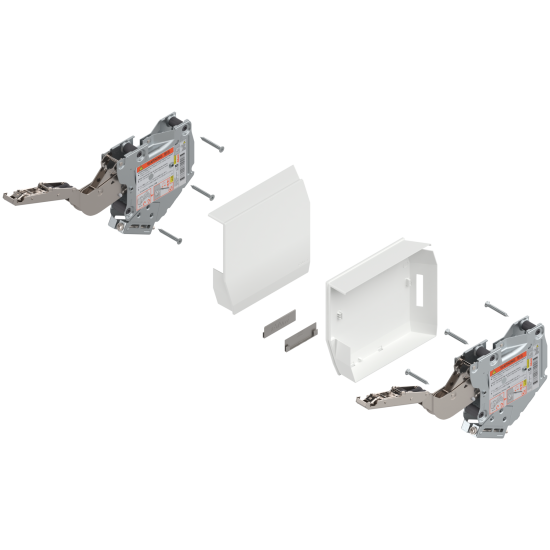 Uşă pivotantă mică AVENTOS HK-S, Mecanism de ridicare (set), LF=960-2215 (la 2 buc.), prin înşurubare, pentru TIP-ON, alb-mătase/inox-g.