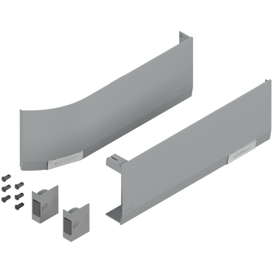 Set capace de acoperire AVENTOS HF/HS/HL top (incl. Comutator declanşare cu montare în cant, inclus), dreapta+stânga, pentru SERVO-DRIVE, gri-deschis/inox-g.