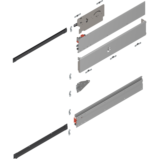 REVEGO uno, Şină de glisare tip pocket set, NL=500 mm, stânga, E6/Ev1 natur