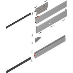 REVEGO uno, Şină de glisare tip pocket set, NL=800 mm, stânga, E6/Ev1 natur