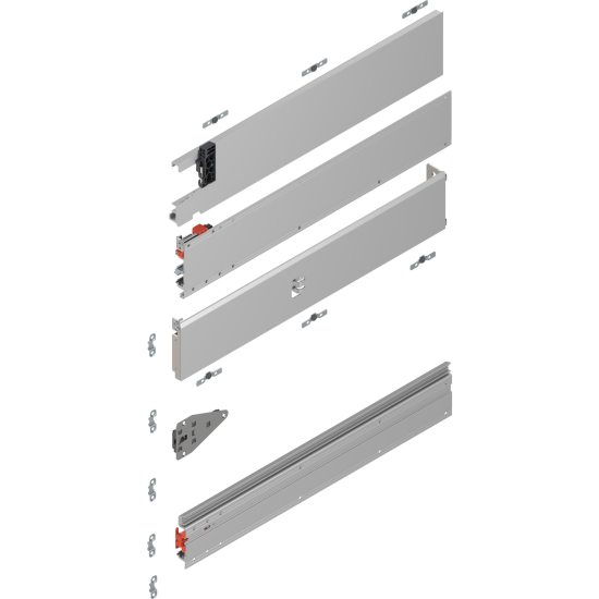 Uşă dublă, Şină de glisare tip pocket set, NL=525 mm, stânga, E6/Ev1 natur