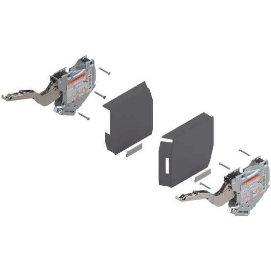 Uşă pivotantă mică AVENTOS HK-S, Mecanism de ridicare (set), LF=960-2215 (la 2 buc.), prin înşurubare, pentru TIP-ON, gri-închis/inox-g.
