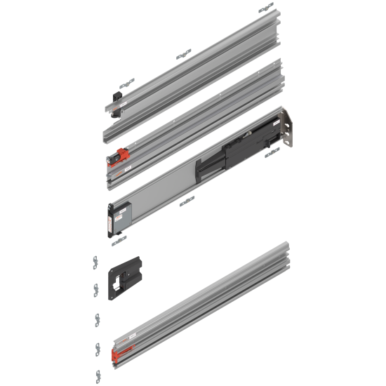 Uşă dublă, Şină de glisare tip pocket set, NL=675 mm, dreapta, E6/Ev1 natur