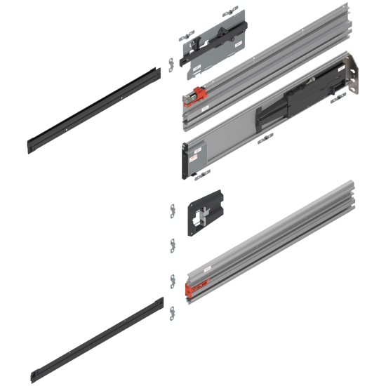 REVEGO uno, Şină de glisare tip pocket set, NL=600 mm, dreapta, E6/Ev1 natur