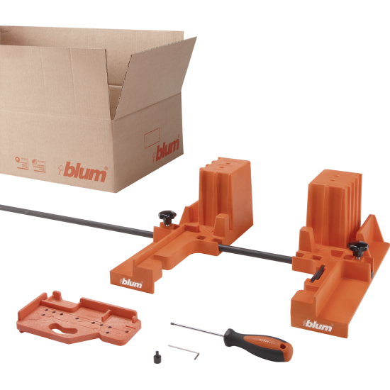 BOXFIX E-L – aparat montaj, kit starter, aparat de masă, pentru LEGRABOX, manual, Mod de montare: Şuruburi, KB de la 250 până la 1200 mm, portocaliu