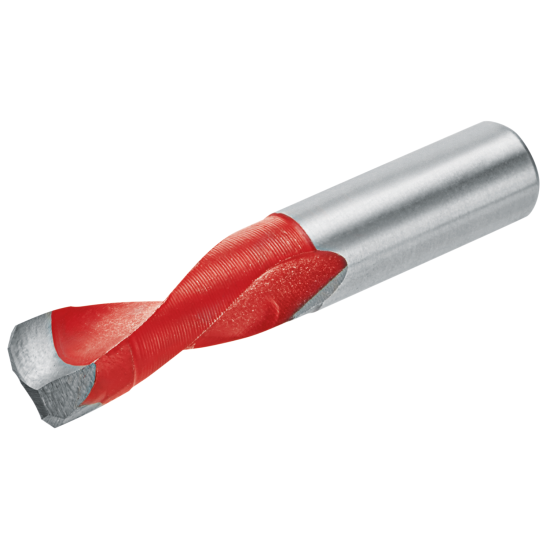 Burghiu special pentru materiale minerale / placă HPL (front subţire), Ø 10 mm, stânga, L=57 mm, fără vârf de centrare, roşu