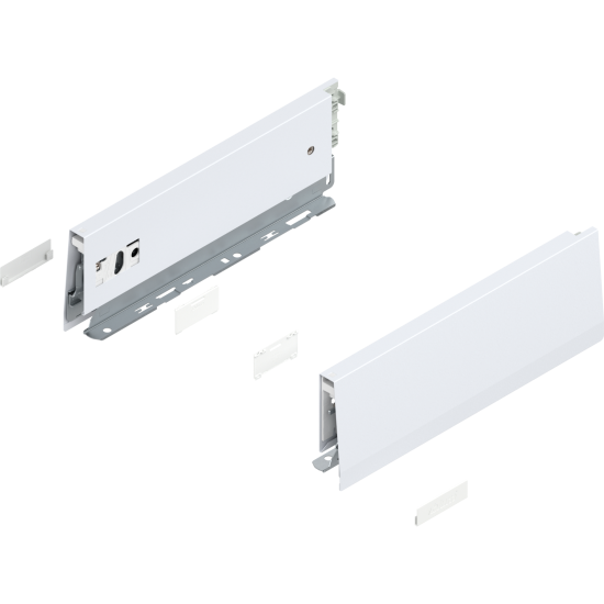 Laterală de sertar MERIVOBOX, Înălţime M (91 mm), NL=270 mm, dreapta+stânga, alb-mătase mat