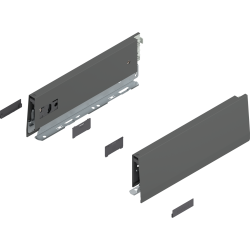 Laterală de sertar MERIVOBOX, Înălţime M (91 mm), NL=270 mm, dreapta+stânga, gri-orion mat