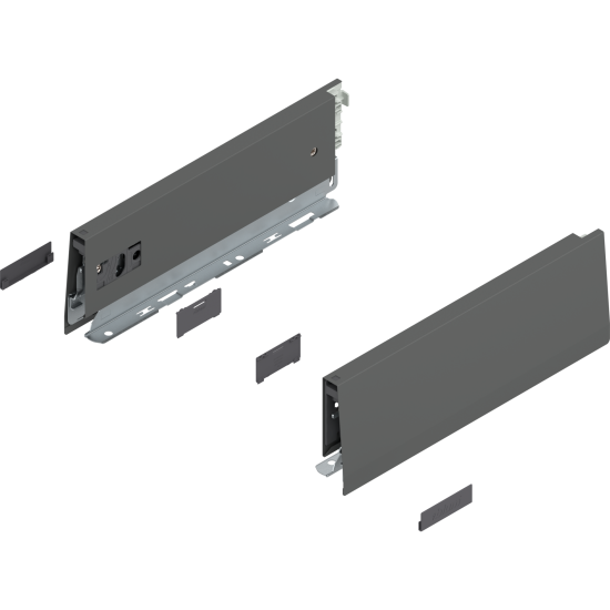 Laterală de sertar MERIVOBOX, Înălţime M (91 mm), NL=270 mm, dreapta+stânga, gri-orion mat