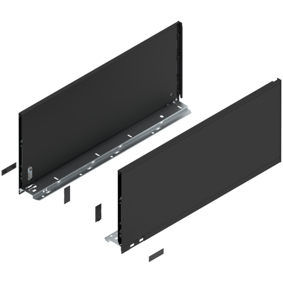 Laterală de sertar LEGRABOX, Înălţime F (241 mm), NL=550 mm, dreapta+stânga, pentru LEGRABOX pure, negru-carbon mat
