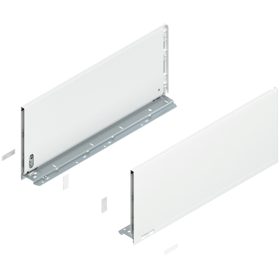 Laterală de sertar LEGRABOX, Înălţime F (241 mm), NL=550 mm, dreapta+stânga, pentru LEGRABOX pure, alb-mătase mat