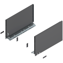 Laterală de sertar LEGRABOX, Înălţime F (241 mm), NL=400 mm, dreapta+stânga, pentru LEGRABOX pure, gri-orion mat