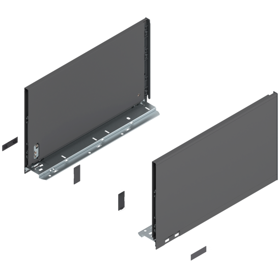 Laterală de sertar LEGRABOX, Înălţime F (241 mm), NL=400 mm, dreapta+stânga, pentru LEGRABOX pure, gri-orion mat