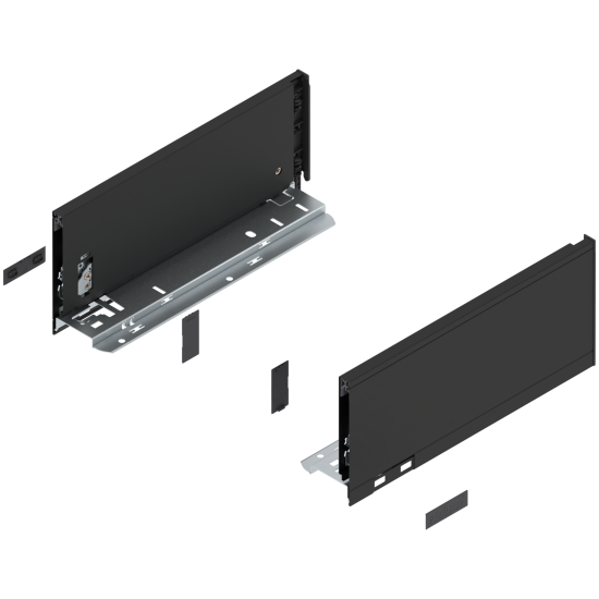 Laterală de sertar LEGRABOX, Înălţime K (128.5 mm), NL=300 mm, dreapta+stânga, pentru LEGRABOX pure, negru-carbon mat
