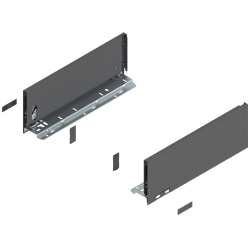 Laterală de sertar LEGRABOX, Înălţime K (128.5 mm), NL=350 mm, dreapta+stânga, pentru LEGRABOX pure, gri-orion mat