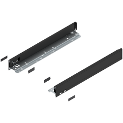 Laterală de sertar LEGRABOX, Înălţime N (66.5 mm), NL=500 mm, dreapta+stânga, pentru LEGRABOX pure, negru-carbon mat