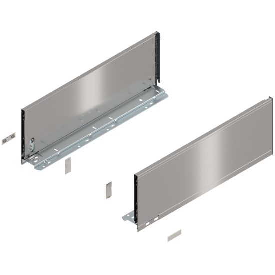 Laterală de sertar LEGRABOX, Înălţime C (177 mm), NL=500 mm, dreapta+stânga, pentru LEGRABOX pure, inox periat-lăcuit