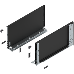 Laterală de sertar LEGRABOX (interior), Înălţime F (241 mm), NL=450 mm, dreapta+stânga, pentru LEGRABOX pure, negru-carbon mat