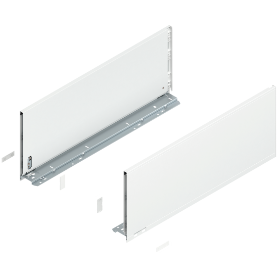 Laterală de sertar LEGRABOX, Înălţime F (241 mm), NL=600 mm, dreapta+stânga, pentru LEGRABOX pure, alb-mătase mat