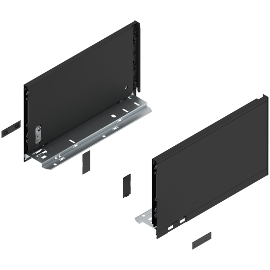 Laterală de sertar LEGRABOX, Înălţime C (177 mm), NL=300 mm, dreapta+stânga, pentru LEGRABOX pure, negru-carbon mat
